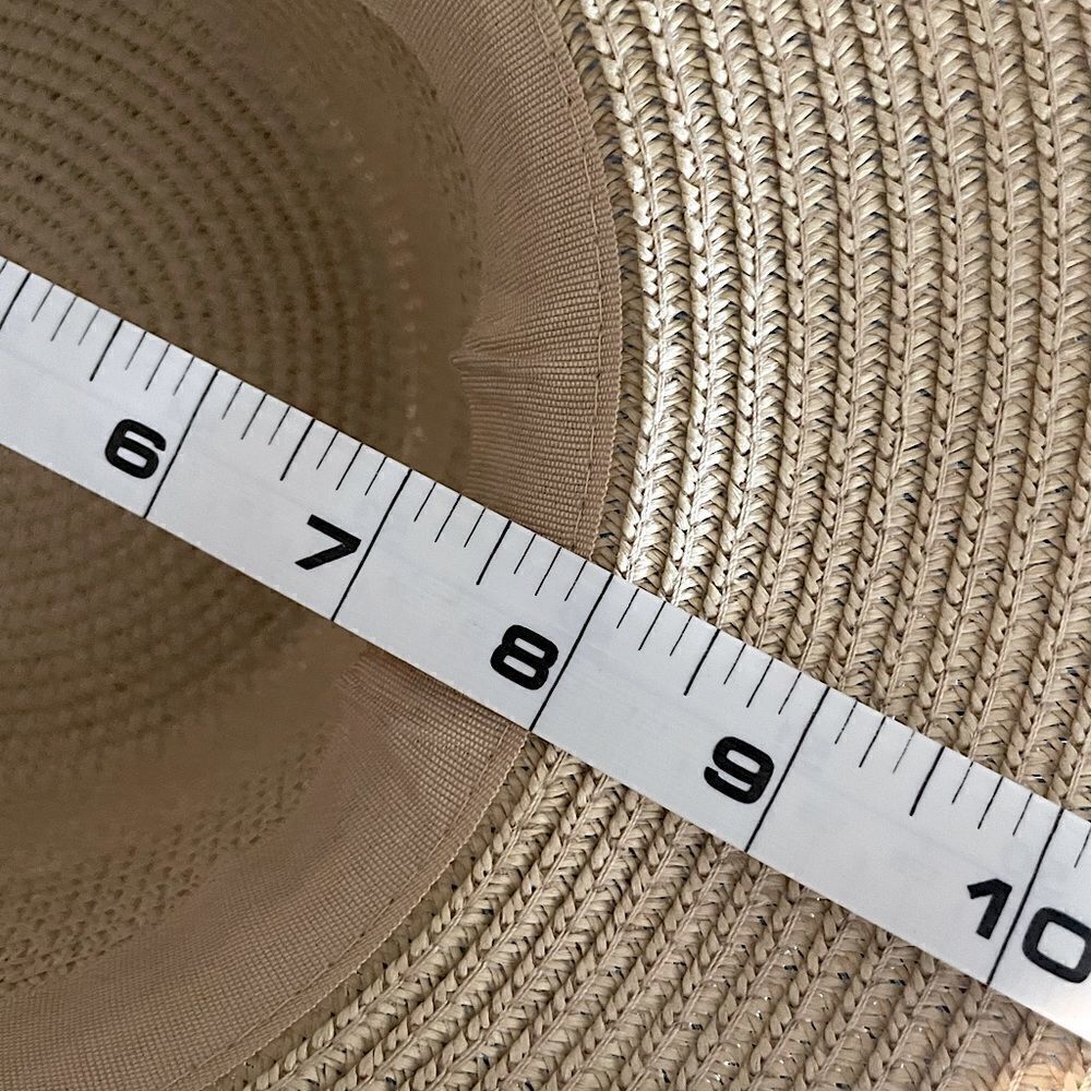 NWOT! Tan Floppy Hat With Black Bow. Size Measurements in description. - Picture 5 of 6